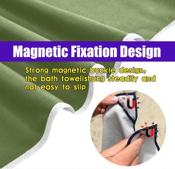 Magnetic Bath Towel – Quick-Dry, Sand-Resistant Microfiber Towel (75" x 35") – Ideal for Beach, Travel, Pool, Gym & Camping – Green - Image 4