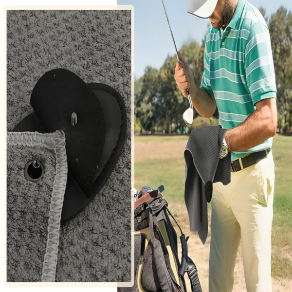 Premium Magnetic Golf Towel | Luxury Deep Waffle Pocket Microfiber Towel | Heavy-Duty Magnet for Golf Carts & Clubs | Gray - Image 3