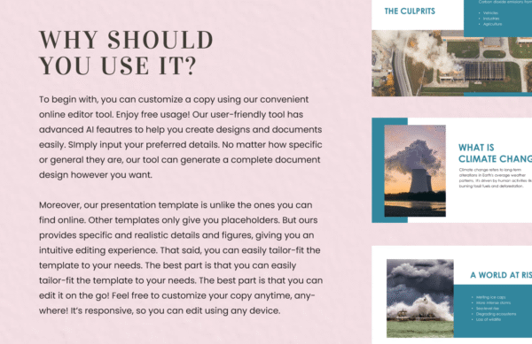 Modèle Google Slides – Présentation sur le Changement Climatique - Image 3