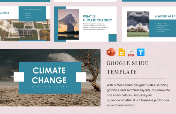Modèle Google Slides – Présentation sur le Changement Climatique