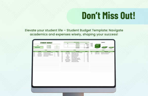 Modèle de Budget Étudiant – Excel interactif et personnalisable - Image 3